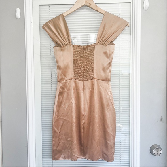 Reformation Mini Dress - Size 0 - Gold - 100% Silk - Reformation Maroun Dress - Picture 3 of 7